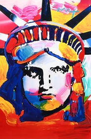 PETER MAX "LIBERTY HEAD" ORIGINAL MIXED MEDIA ARTW