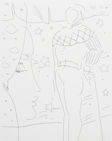 PETER MAX ETCHING WITH ORIGINAL DRAWING VERSO