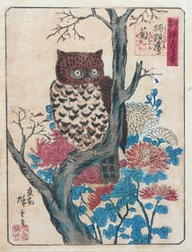 HIROSHIGE II OWL WOODBLOCK