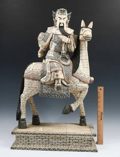 ASIAN BONE FIGURE ON HORSE: ASIAN BONE FIGURE ON HORSE: