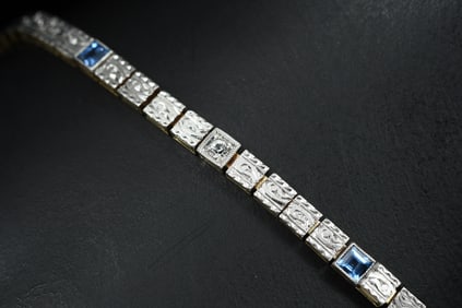 EARLY 20TH CENTURY DIAMOND & SAPPHIRE BRACELET