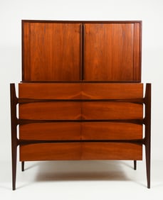 WILLIAM HINN TEAK DRESSER TAMBOUR DOORS