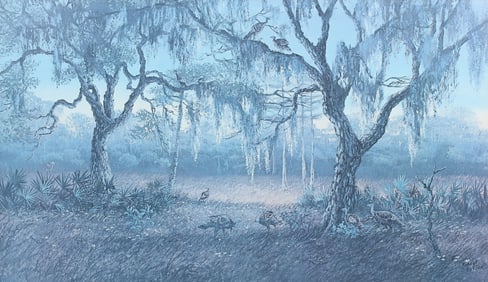 ROBERT BUTLER LITHO "TURKEYS AT SUNRISE"