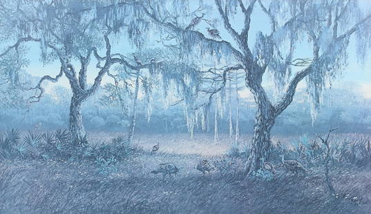 ROBERT BUTLER LITHO "TURKEYS AT SUNRISE": ROBERT BUTLER LITHO "TURKEYS AT SUNRISE":