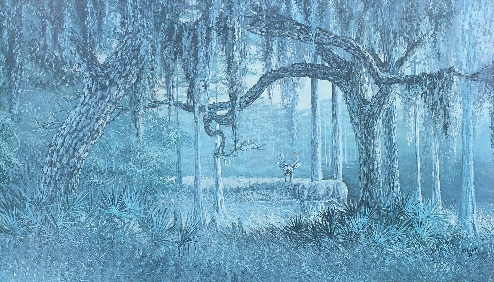 ROBERT BUTLER FLORIDA HIGHWAYMEN OFFSET LITHOGRAPH: BUTLER, Robert, (American, 1943-2014): “Big Cypress Buck”, Offset Lithograph from the Florida Portfolio series, sight size 15” x 20”, pencil signed lower right, titled mid-margin, 
