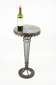 EDGAR BRANDT? MARBLE TOP WROUGHT IRON STAND