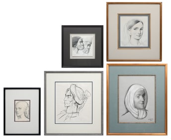 5 AUREL KAJLICK PORTRAIT DRAWINGS