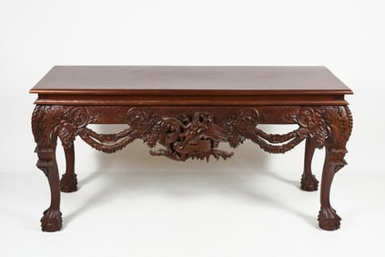 INDONESIAN CARVED SOFA / HALL TABLE