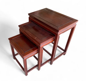 3 PC. CHINESE ROSEWOOD NESTING TABLES