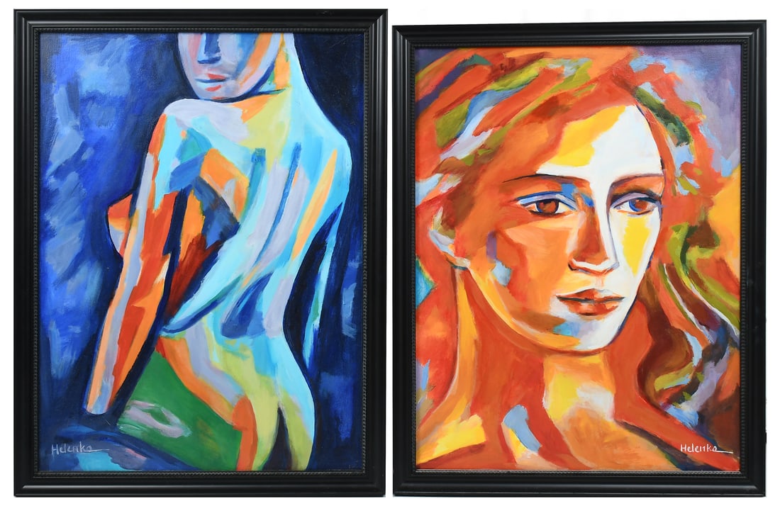 TWO HELENA WIERZBICKI OIL PAINTINGS: WIERZBECKI, Helena, (Argentinian, 21st Century): 1) "Seduction", Oil/Canvas, 24.5" x 18", signed lower left, also signed and dated 2012 verso, Certificate of Authenticity affixed verso, 26.75" x 20.25
