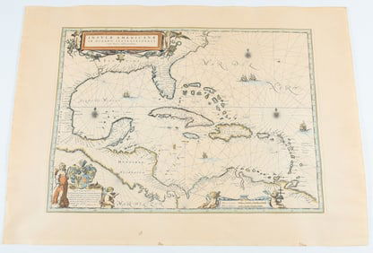 WILLEM JANSZOON BLAEU MAP OF THE WEST INDIES