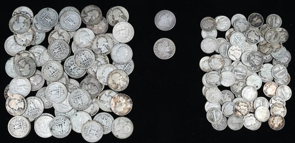 144 PC. U.S. MINT 90% SILVER QUARTERS & DIMES