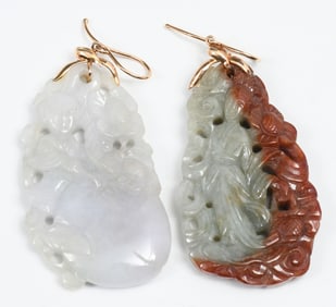 PR. CHINESE CARVED JADE PENDANTS / EARRINGS