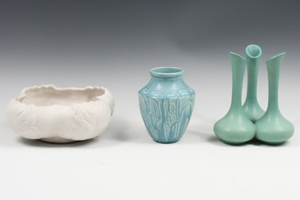 3 PC. ROOKWOOD & VAN BRIGGLE ART POTTERY