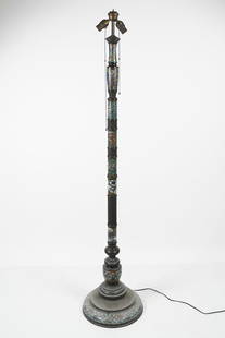 JAPANESE CHAMPLEVE 2- LIGHT FLOOR LAMP: JAPANESE CHAMPLEVE 2- LIGHT FLOOR LAMP: