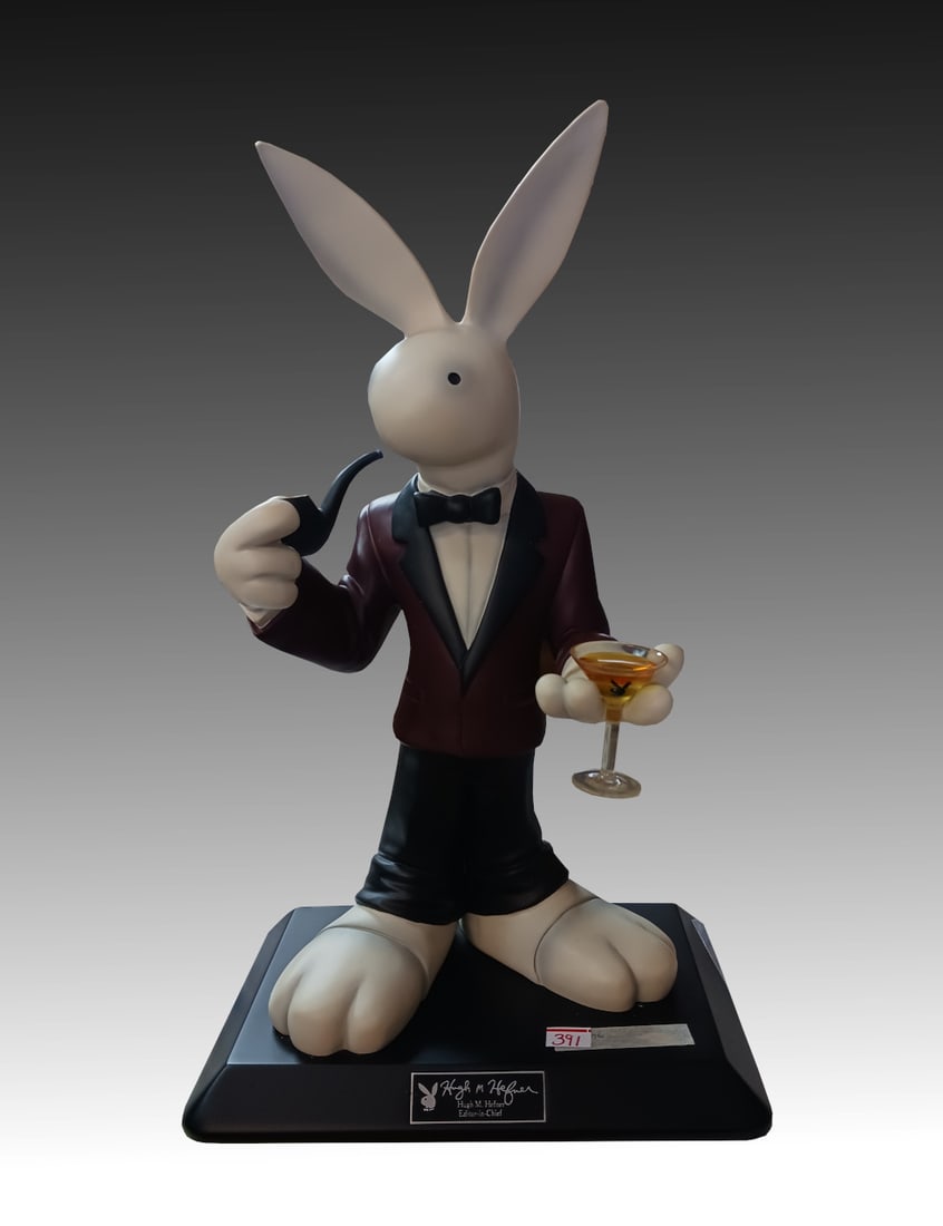 CELEBRITY PRODUCTIONS "MR. PLAYBOY" CERAMIC FIGURE: CELEBRITY PRODUCTIONS "MR. PLAYBOY" LIMITED EDITION COLLECTIBLE CERAMIC FIGURE: A 19" tall ceramic figure of Mr. Playboy, the classic anthropomorphic rabbit mascot featured on covers of the magazine f