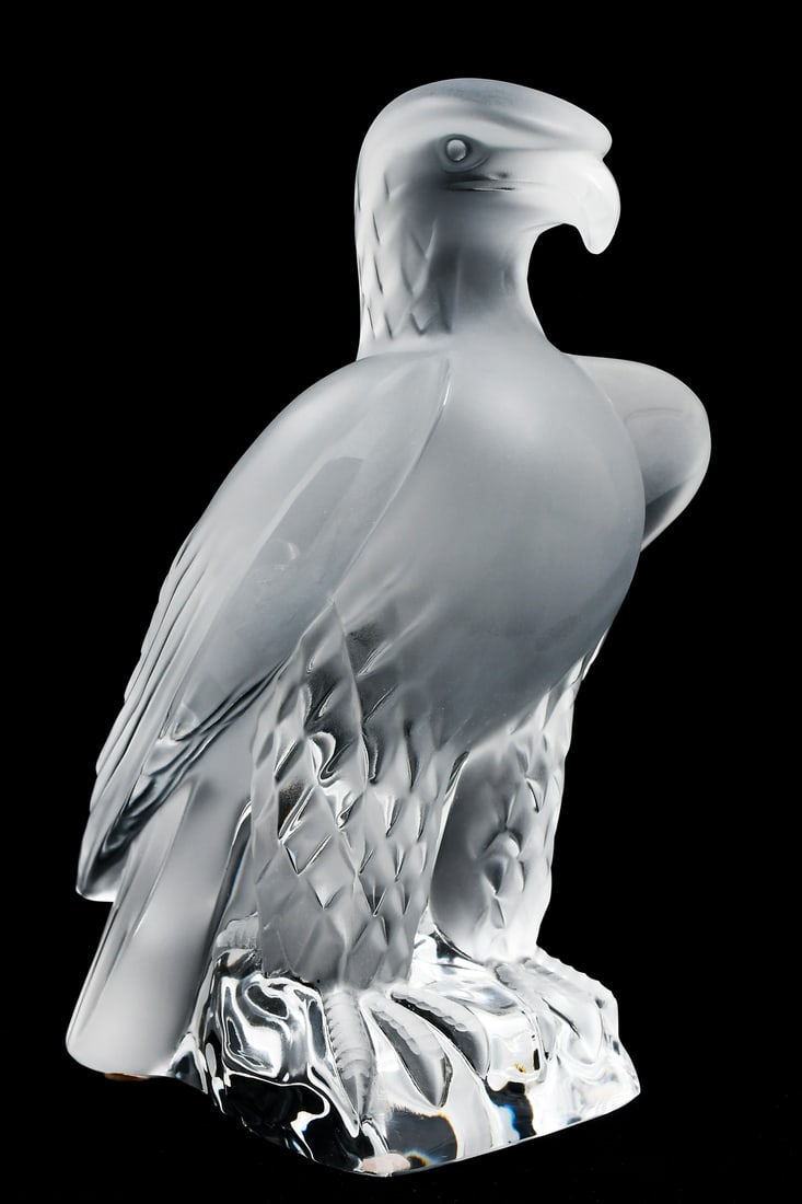 LARGE LALIQUE CRYSTAL "LIBERTY" EAGLE SCULPTURE