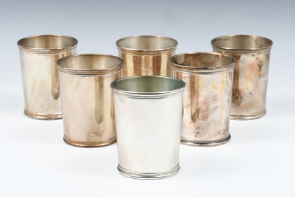 6 MARK SEARCE STERLING MINT JULEP CUPS