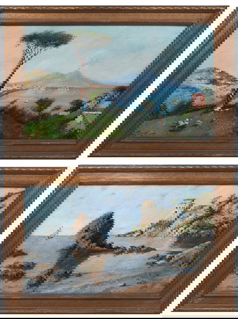 TWO EDWARDO SCOGNAMIGLIO BAY OF NAPLES PAINTINGS (1 of 7)