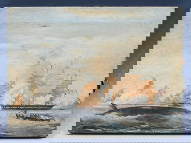 19th C AMERICAN SCHOOL WHALING PAINTING