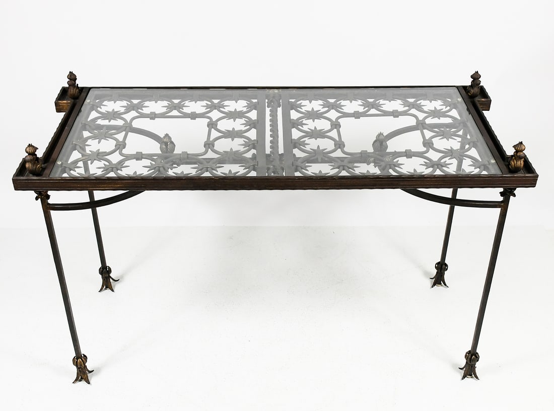 ALEX KLAHM WROUGHT IRON GLASS TOP TABLE (1 of 8)