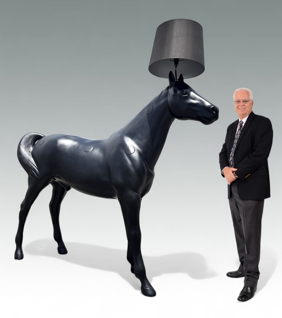 HUGE HORSE LAMP BY FRONT FOR MOOOI: HUGE HORSE LAMP BY FRONT FOR MOOOI: A life size Horse Lamp of PVC / Viscoe laminate on a metal frame. Designed by Front for Mooui. Sofia Lagerkvist and Anna Lindgren are the members of the Swedish des