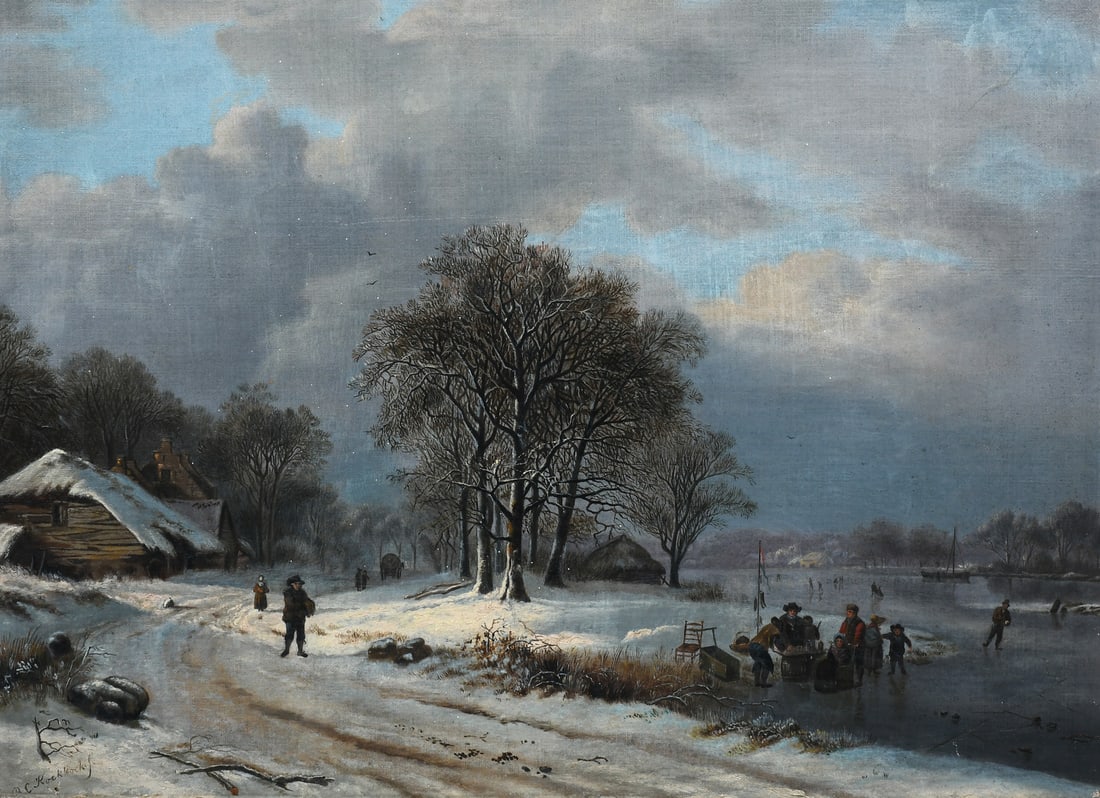 BAREND KOEKKOEK DUTCH GENRE WINTER PAINTING (1 of 5)