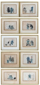 TEN 19TH CENTURY JAPANESE GENRE PAINTINGS