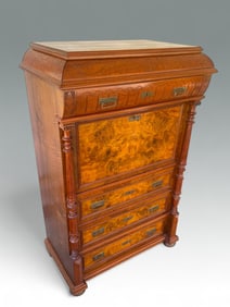 20TH-CENTURY BURL WALNUT SECRETAIRE ABBATANT