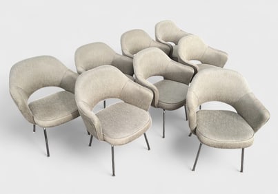 8 SAARINEN FOR KNOLL UPHOLSTERED ARMCHAIRS