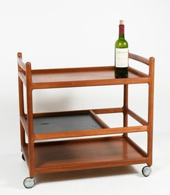 DANISH CHRISTENSEN SILKEBORG MCM TEAK BAR CART