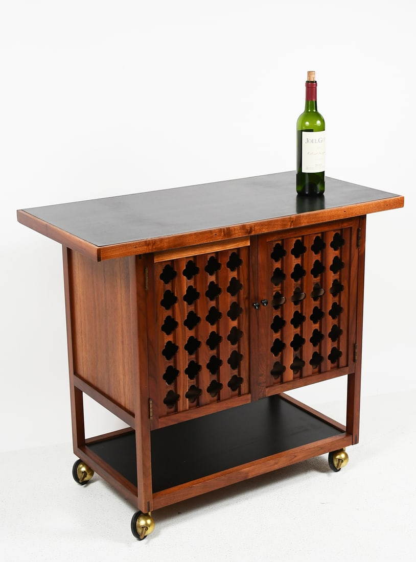 AMERICAN MID-CENTURY MODERN WALNUT BAR CART (1 of 5)