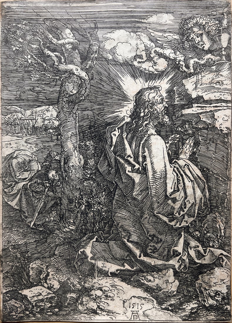 CHRIST IN A GARDEN OF OLIVES ETCHING BY DURER (1 of 4)