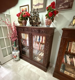 2- DOOR CARVED HORNER ERA BOOKCASE