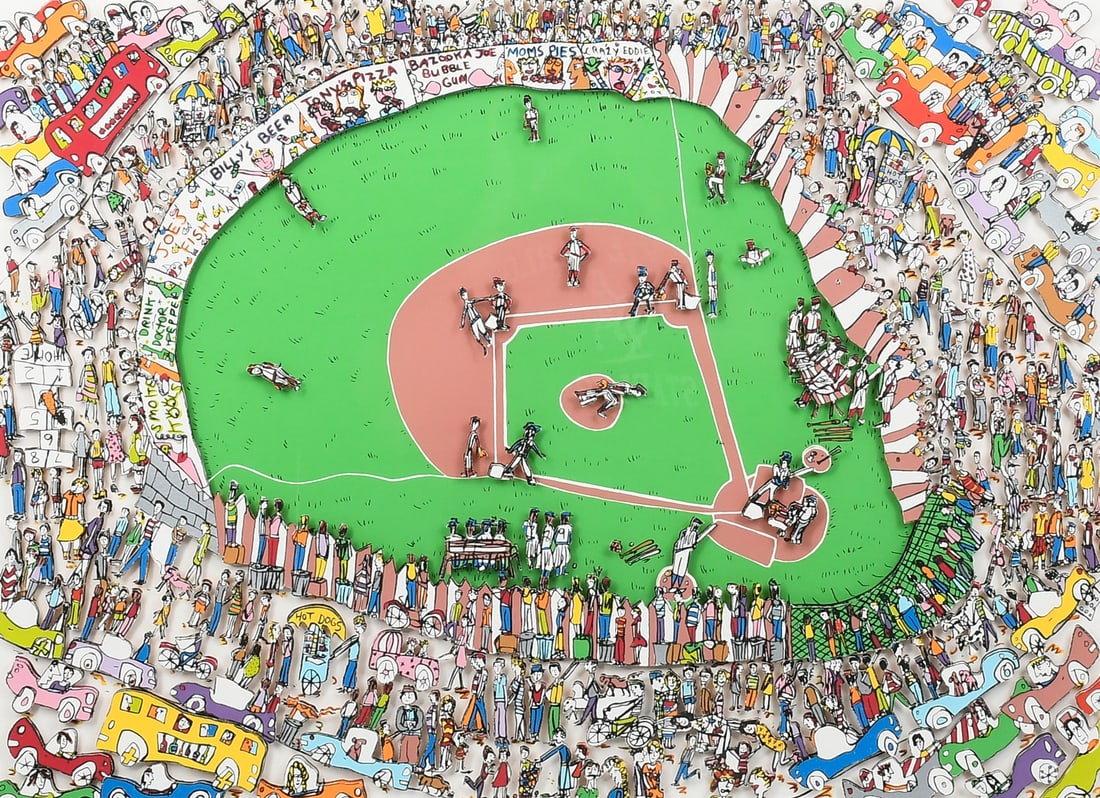 JAMES RIZZI 3-D LITHOGRAPH "THE GREAT AMERICAN PASTIME" (1 of 6)