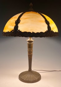 CARMEL SLAG GLASS LAMP SIGNED