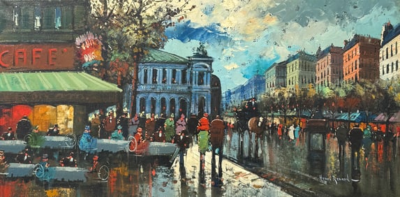 HENRI RENARD PANORAMIC PARIS STREET SCENE