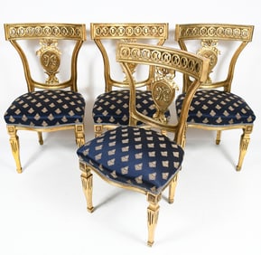 4 CARVED & GILT DESIGNER ITALIAN NEOCLASSICAL CHAI