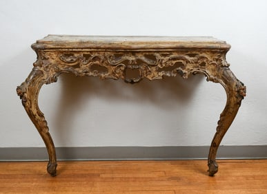 LOUIS XV 18TH-CENTURY CARVED FRENCH CONSOLE TABLE