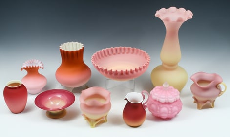 10 PC. VICTORIAN WEBB AND BURMESE ART GLASS