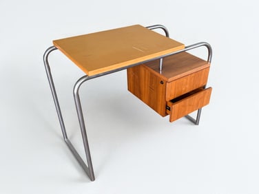 ANDRE LURCAT CHROME & WOOD WRITING DESK