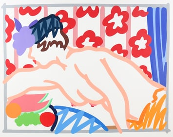 WESSELMAN SILKSCREEN "JUDY REACHING OVER THE TABLE