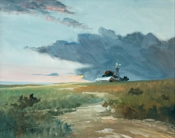 MIDWESTERN PRAIRIE LANDSCAPE PAINTING SIGNED ARMSTRONG