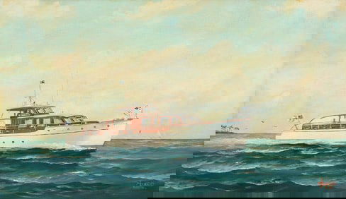 JOE SELBY TRUMPY YACHT PORTRAIT PAINTING