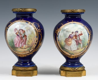 PR. 18TH-CENTURY SEVRES PORTRAIT PANEL VASES