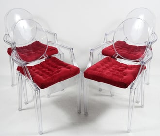 4 PHILIPE STARCK STYLE ACRYLIC GHOST CHAIRS
