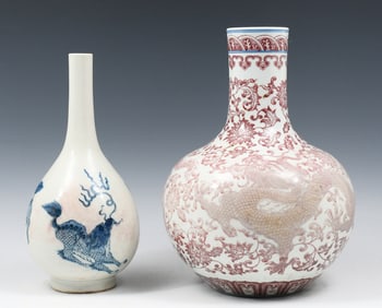 2 PC. CHINESE PORCELAIN FIGURAL VASES