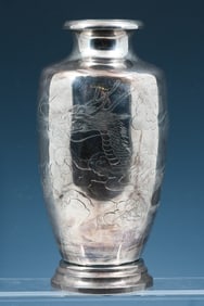 JAPANESE STERLING SILVER DRAGON VASE