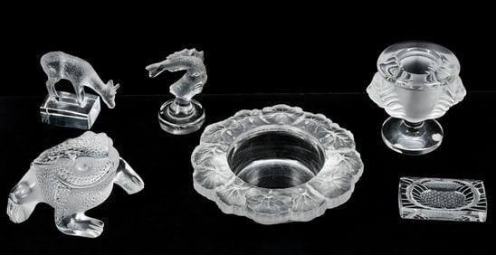 6 PC. FRENCH LALIQUE CRYSTAL COLLECTION