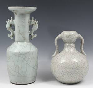 2 PC. CHINESE PORCELAIN GE-WARE VASES